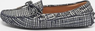 Tod's Tods Silver/black Textured Suede Bow Loafers