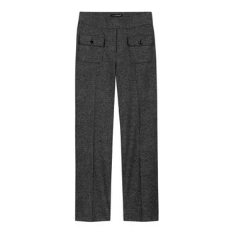 Luisa Cerano Broeken, Dames, Grijs, XL, Wol, Babyflare Broek