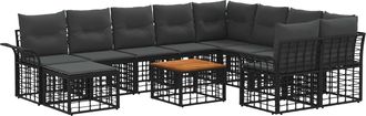 vidaXL Conjunto De Sof&aacute;s De Exterior 11 Uds. Negro Y Gris Oscuro Vidaxl