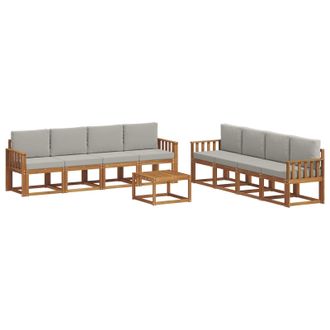vidaXL Conjunto De Sof&aacute;s De Exterior 9 Pcs Gris Natural Y Claro Vidaxl