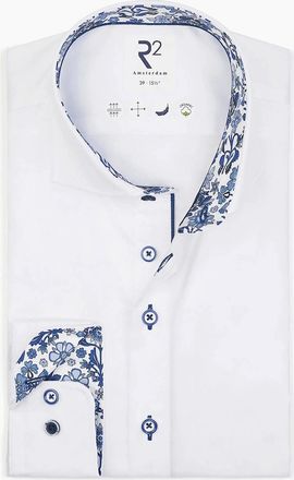 R2 Mens R2 CUT AWAY COLLAR LONG SLEEVED SHIRT WHITE - Size: 48/50