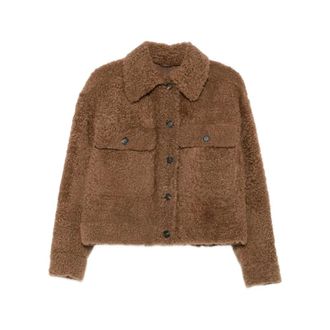 Brunello Cucinelli Shearling-Effect Jacket - female - Brunello Cucinelli - Faux Fur & Shearling Jackets - Brown - XS - Jackets