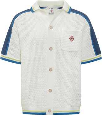 Casablanca Crochet Shirt - Heren - Korte mouwen Overhemden - Wit - M - Katoen - Overhemden