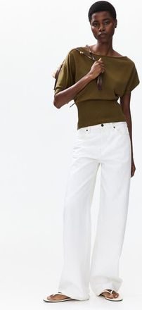 H&M Fine-knit One-shoulder Top in Dark Khaki Green at Nordstrom, Size X-Large
