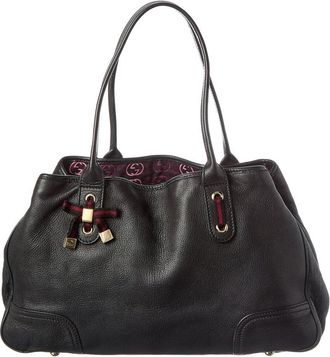 Gucci Black Lambskin Leather Princy Gg Tote (Authentic Pre-Loved)