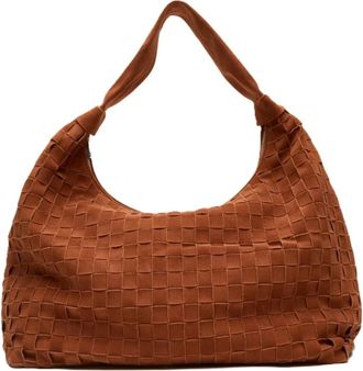 N&uacute;noo Tassen, Dames, Bruin, ONE Size, Katoen, Maxi Dandy Braided Suede