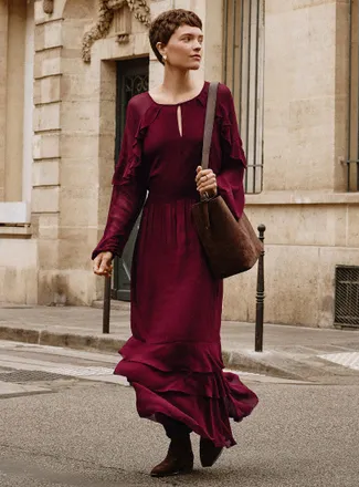 Part Two Womens Ruffled chiffon maxi dress