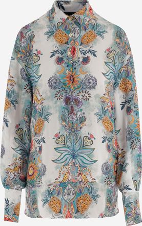Just Cavalli Viscose Shirt With Botanical Print