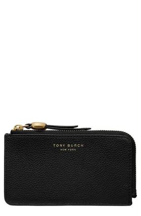 Tory Burch Romy Leather Zip Card Case in Black at Nordstrom
