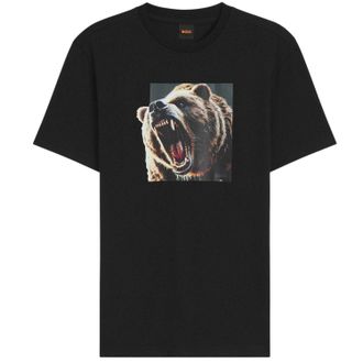 HUGO BOSS Katoenen T-shirt voor heren met Dobermann-motief (Zwart)