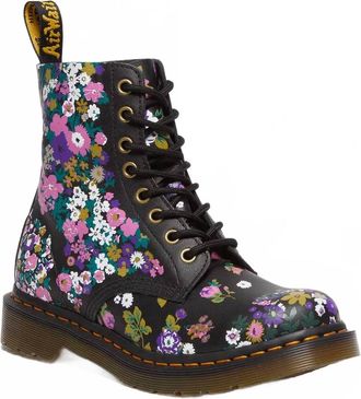 Dr. Martens Womens 1460 Vintage Floral Leather Lace Up Boot In Black Multi