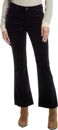 Kut from the Kloth Kelsey Corduroy High-Rise Fab Ab Ankle Flare With Raw Hem in Black Womens Jeans Black : 18 29.5, Cotton/Denim/Polyester