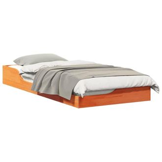 Berkfield Home Modern Floor Bed Frame Wax brown 100 x 200 cm Solid pine wood in Orange