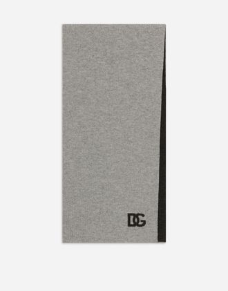 Dolce & Gabbana Cashmere Scarf With Dg Logo - Man Scarves And Silks Grey Onesize