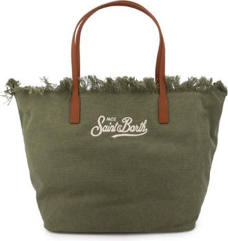 MC2 Saint Barth Tote Bags, female, Green, Size: ONE SIZE City Fringed Tote Bag