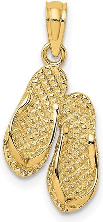 Diamond2Deal 14k Yellow Gold 3D Textured CAPE MAY Flip-flop Charm