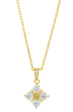 Savvy Cie Jewels GOLD PLATED OVER STERLING SILVER.925 WHITE CZ 4 GRID DROP PENDANT