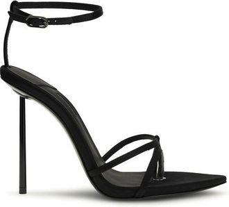Le Silla Black Silk Stiletto Heel Womens Sandals