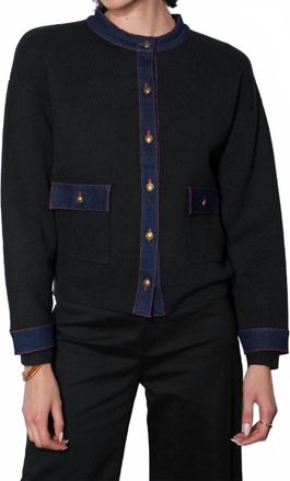 Greylin Lila Denim Detail Jacket In Black