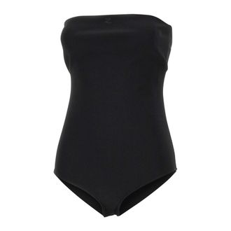 Courr&egrave;ges Tops, Dames, Zwart, M, Leer, Bustier Lingerie Jersey Bodysuit