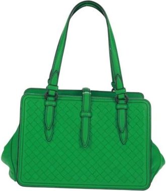 Bottega Veneta Pre-owned Handbags, female, Green, Size: ONE SIZE Pre-owned Leather Handbag