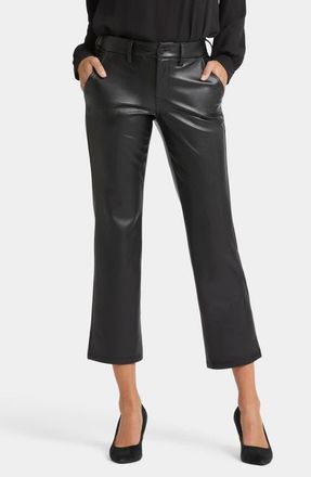 NYDJ Faux Leather Straight Leg Ankle Pants in Black at Nordstrom, Size 16