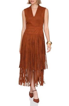 Avec Les Filles Sleeveless Fringe Dress in Brown/brown at Nordstrom Rack, Size 14