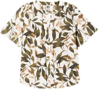 Anne Klein Print Flutter Sleeve Top in White Dove Multi at Nordstrom, Size X-Small P