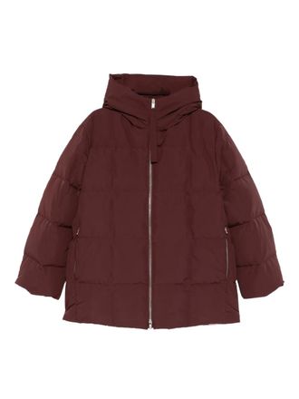 Jil Sander hooded-neck padded jacket - women - Polyester/Polyester/Goose Down/Goose Feather - M - Red