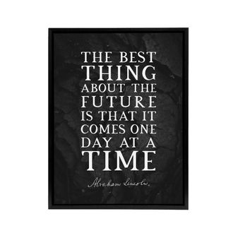 Artery8 Abraham Lincoln Future Slate Quote Framed Canvas Wall Art Print in Grey | Size: W24 x H32