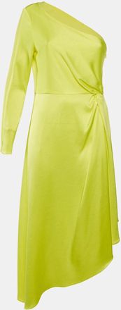 Alice & Olivia Alice + Olivia Neon Yellow Satin Dora Asymmetrical Dress