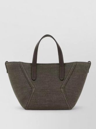 Brunello Cucinelli fabric shoulder bag contrast stitching top handles
