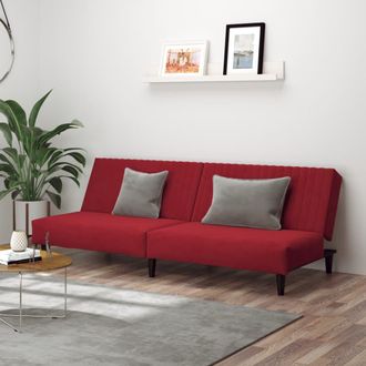 vidaXL Sof&aacute; Cama De 2 Plazas Terciopelo Color Vino Tinto Vidaxl