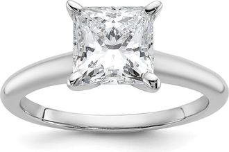 Diamond2Deal 14k White Gold 2 Ct Certified Princess Lab Grown Diamond Solitare Engagement Ring