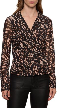 Sanctuary Mesh Button-Down Shirt in Nocturnal at Nordstrom, Size Xx-Small