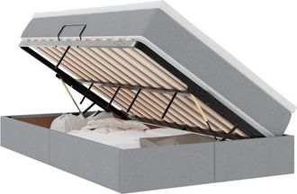 vidaXL Storage Bed with Mattress Light Grey 120 x 190 cm Polyester vidaXL