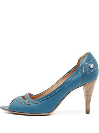 Tod's 110mm leather heeled sandals - women - Leather/Leather/Leather - 7.5 - Blue