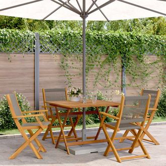 vidaXL Set De Comedor Jard&iacute;n 5 Pzas Polipropileno Madera Maciza Gris Vidaxl