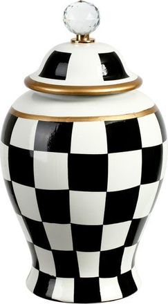 Mark Roberts Checkered Urn with Lid, Medium in Black at Nordstrom