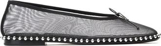 Alexander Wang Zwarte Leren Boogdetail Studschoenen - Dames - Ballerinas - Zwart - 37 EU - Schoenen