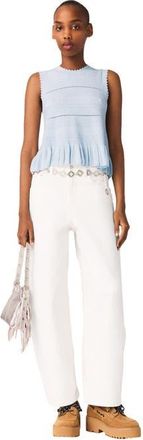 Maje Ruffled knit top in Blue Sky at Nordstrom, Size X-Small