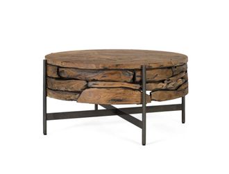 Giner&Colomer Mesa de centro de madera de teca de 84 cm