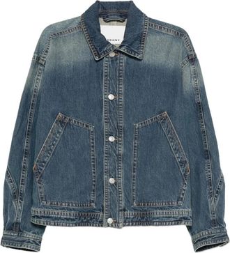 Isabel Marant Vervaagde Blauwe Polo Kraag Jas - Heren - Spijkerjassen - Blauw - L - Katoen - Jassen