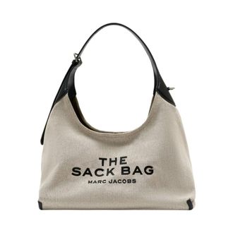 Marc Jacobs Shoulder Bags, female, Gray, Size: ONE SIZE Leather-Trim Canvas Belted Sack Bag