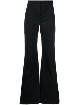 Alberta Ferretti flared wide-leg trousers - women - Cotton/Elastane/Polyester/Acetate - 40 - Black