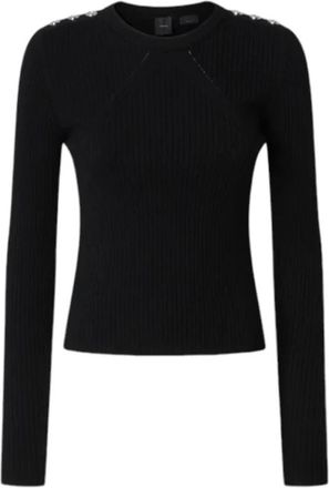 Pinko Stijlvolle Gebreide Top - Dames - Ronde hals truien - Zwart - L - Truien & Vesten