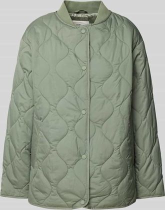 s.Oliver Red Label Relaxed Fit Steppjacke mit Druckknopfverschluss in Khaki, Gr&ouml;&szlig;e 40