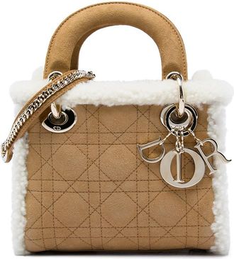 Dior Pre-owned Dior Mini Suede Cannage with Shearling Trim Lady Satchel Ladies 3JZXL769A0SG0NYX