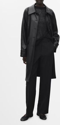 Mango Longline Faux Leather Coat in Black at Nordstrom Rack, Size Small