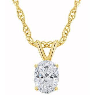 Pompeii3 1/3Ct Lab Grown Oval Diamond Solitaire Pendant Yellow Gold Necklace